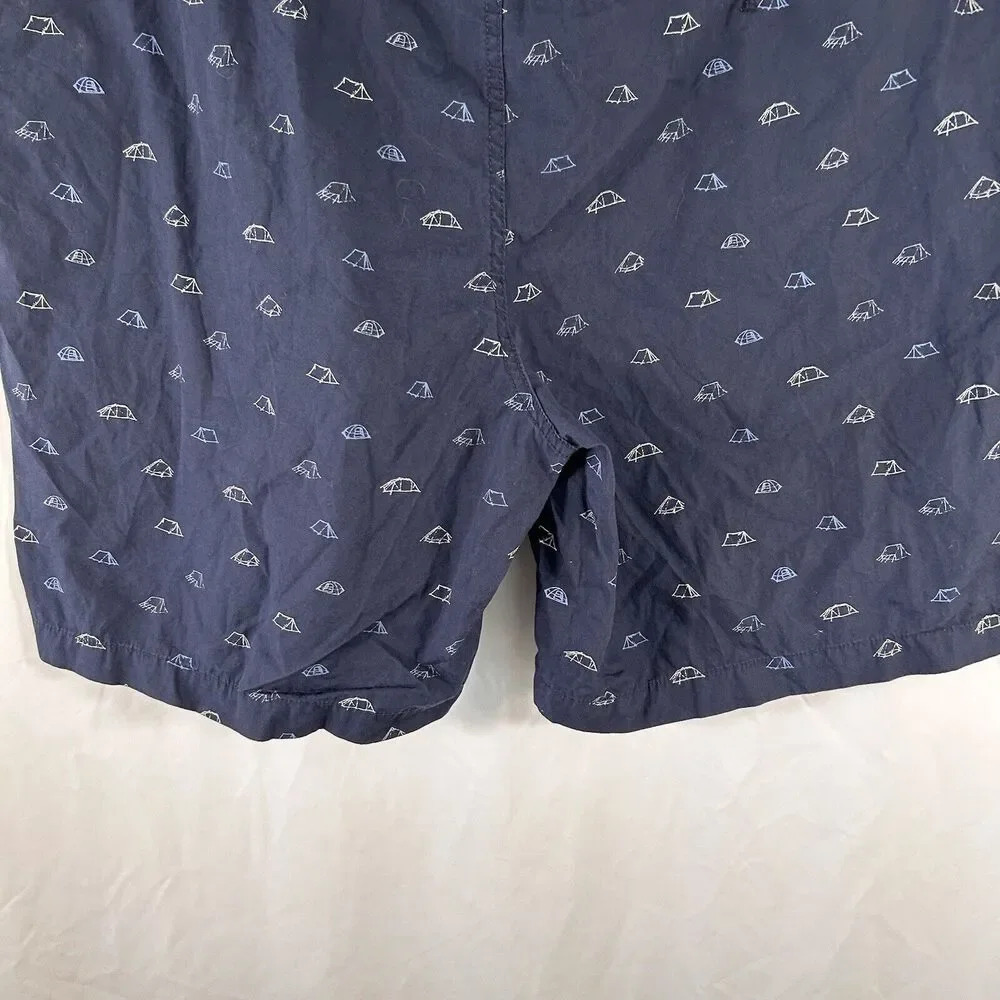 Eddie Bauer Shorts Mens 42 Navy Blue Camping Theme Pockets 100% Cotton - Picture 9 of 10